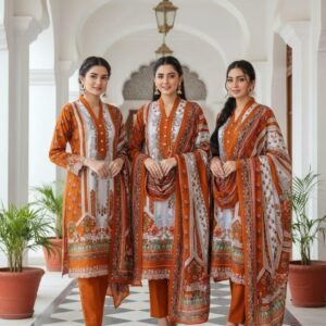 লাক্সারি জমজম সুতি কটন থ্রি পিস