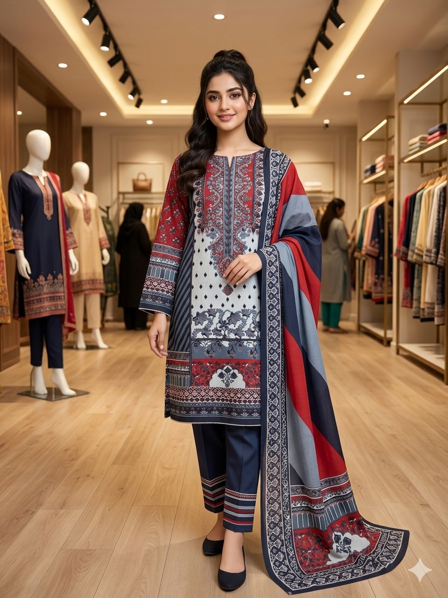 লাক্সারি জমজম সুতি কটন থ্রি পিস
